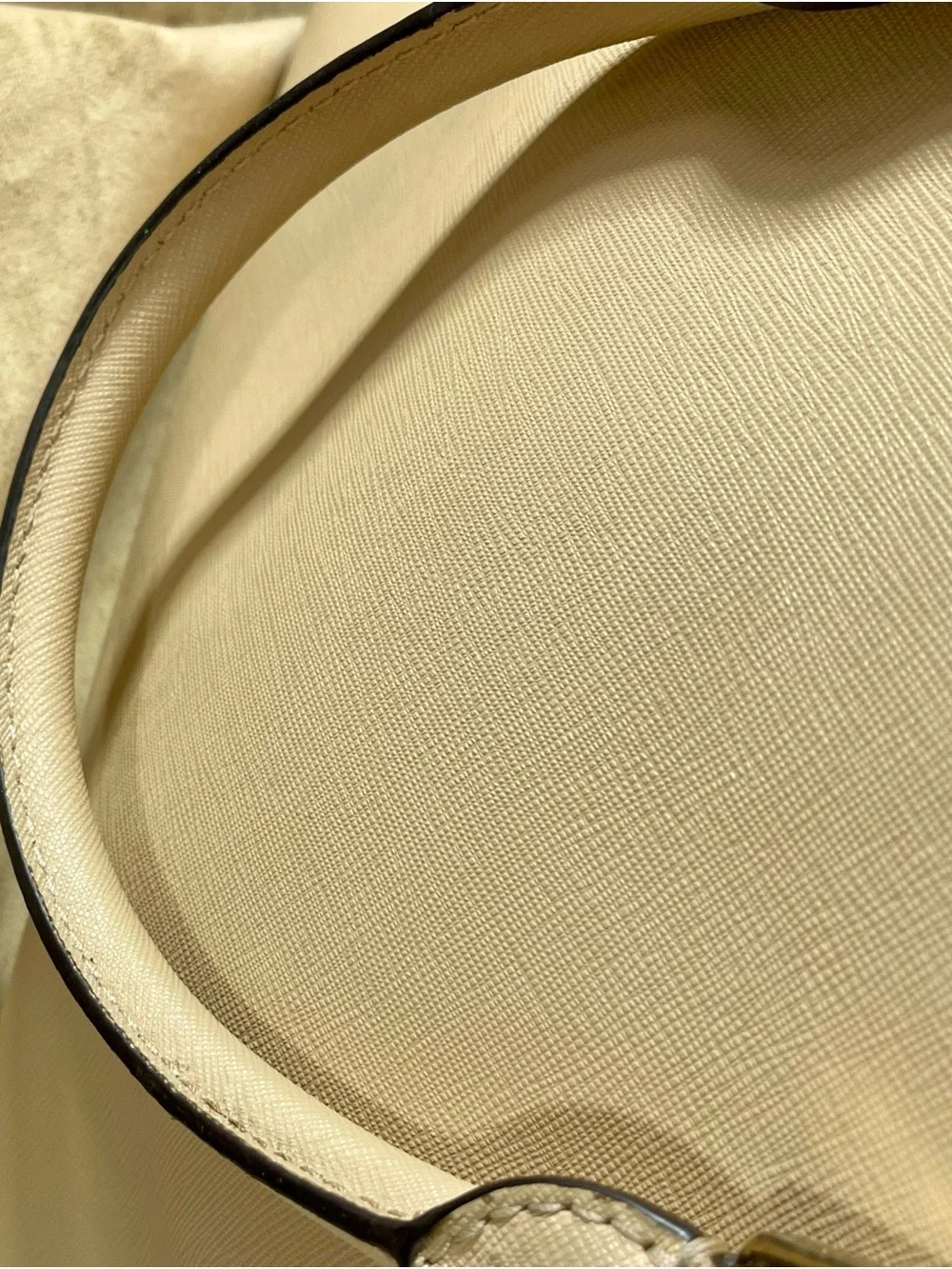 Michael Kors Beige Saffiano Leather Satchel with MK Charm